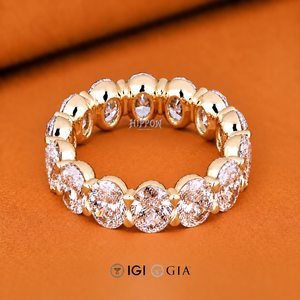 แหวนเพชรทรงรีแบบ Eternity Band, แหวนแต่งงานแบบ Eternity Band ตัวเรือนแบบ Shared Prong, แหวนเพชรเพาะเลี้ยงสำหรับโอกาสครบรอบสำหรับเธอ, สวมใส่สบายทุกวัน - Product Image 5