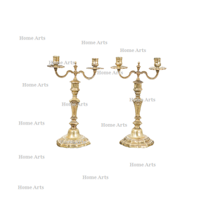 Candélabre au design magnifique, 3 bras, aluminium, couleur or, support à bougies, décoration de mariage et d'événements - Product Image 4