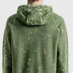 Sudadera con capucha de estilo relajado para hombres con diseño de lavado ácido y Sudadera con capucha de lavado ácido mezclado de algodón apto para capas - Product Image 5