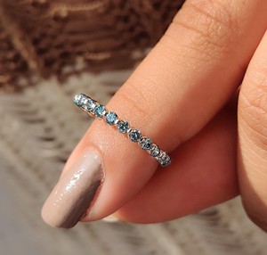 Anillo de boda con diamante azul de 1.00 quilates en estilo de punta compartida para mujer, joyería de plata 925 - Product Image 6