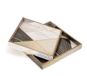 Plateau de service en bois émaillé au look moderne, décoration élégante pour la table de cuisine - Product Image 1