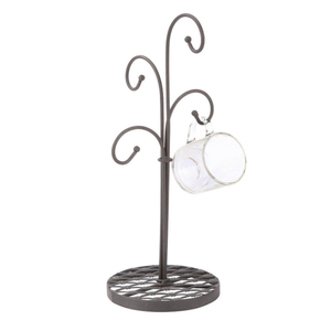 Silver Finished Tree-Shaped Iron Metal Mug Holder Stand With Curved Hooks For Kitchen Countertop <b>Storage</b> Minimalist Design - Product Image 6