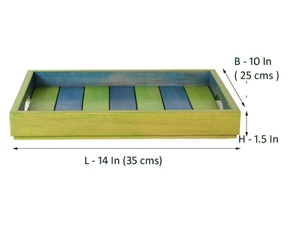 Bandeja de madera de haya de vapor verde azul, plato de servicio decorativo para mesa de desayuno, platos rectangulares decorativos para decoración del hogar - Product Image 5