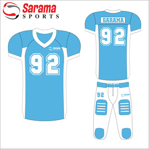 เสื้อฟุตบอลอเมริกันแบบสั่งทำสำหรับผู้ชาย พิมพ์ลายดิจิทัล โพลีเอสเตอร์ 100% แห้งเร็ว ระบายอากาศดี ชุดทีม ขายส่ง - Product Image 1