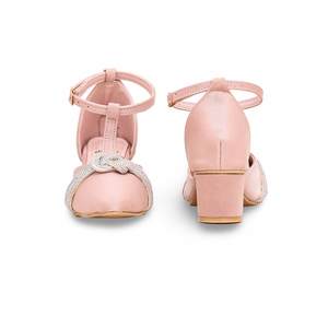 Girls' Elegant <b>Pink</b> KD0972 Pumps High Quality Satin and <b>Lace</b> Upper Classic Style Slip-On or <b>Lace</b>-Up Closure for All Seasons - Product Image 2