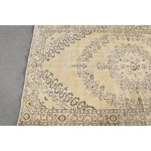 พรมขนแกะสีเบจสไตล์ตุรกีวินเทจ5'1 \ "x 9'2 \" ขนสัตว์แบนสานด้วยลวดลายเย็บปะสำหรับตกแต่งห้องนั่งเล่น - Product Image 3