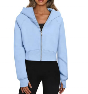 Women's Custom Plus Size 100% Cotton <b>Cropped</b> Pullover Tops Long Sleeve Hooded Sweatshirt Breathable Autumn Streetwear Washed - Product Image 1