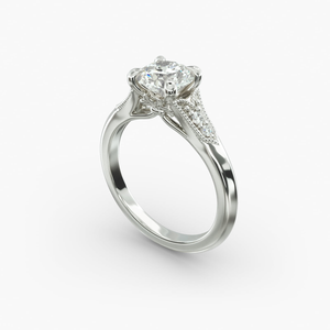 Classic 925 Silver Plated Rhodium Engagement <b>Ring</b> With Round Diamond Prong Setting For Women - Product Image 4