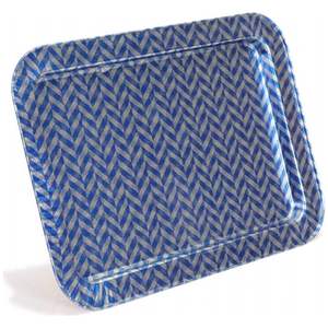 310x430mm Plateau rectangulaire en métal bleu antidérapant Design fantaisie Plateau de service en bois MDF pour thé café ou service pour bureau à domicile - Product Image 3