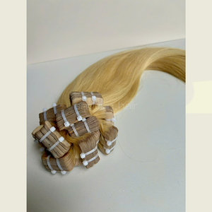 Cinta rubia en extensiones de cabello humano vietnamita técnica rusa procesamiento eslavo virgen textura suave y sedosa Exportación de fábrica - Product Image 4