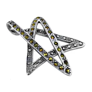 Colgante de Estrella de Platino 925 con Piedras Preciosas Verdes, Joyería de Cuentas con Baño de Rodio para Mujer - Product Image 2