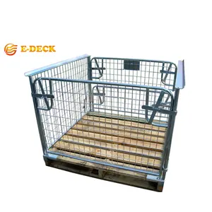 Industrial collapsible custom size foldable storage euro heavy duty warehouse wire mesh pallet cage