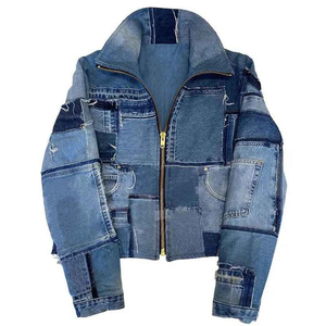 Chaqueta vaquera de Color personalizado para mujer, moda de otoño, abrigo con cuello de plumón, bordado, prendas de vestir informales para mujer, Chaquetas vaqueras - Product Image 1