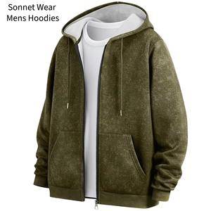 Veste d'hiver pour homme à manches longues fines avec poche, effet délavé, fermeture éclair, capuche - Product Image 6