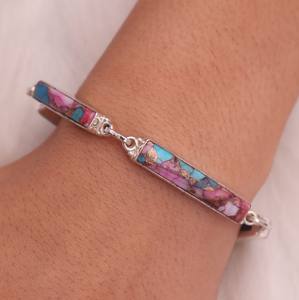 925 argent Sterling naturel huître Turquoise Bracelet clé-forme filles bracelets pour les fêtes de mariage bohème bijoux cadeau pour elle - Product Image 3