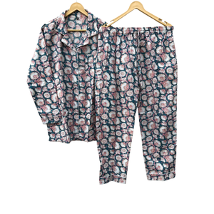 Ensemble de pyjama en coton imprimé floral fait main pour femmes, vêtements de nuit indiens, vente en gros au meilleur prix - Product Image 1
