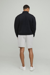 2025-26 <b>Black</b> Half <b>Zip</b> Sweatshirt Unisex Oversized Heavyweight Fleece Quarter <b>Zip</b> Pullover Custom Logo Drop Shoulder <b>Hoodies</b> - Product Image 2