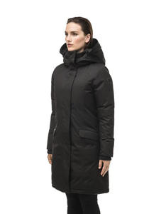 Parka acolchada y chaqueta acolchada transpirable de punto sin pelo con capucha para mujer negra con logotipo personalizado a precio de fábrica - Product Image 5