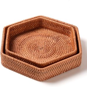 Hot New Item Bamboo Rattan Food Dining <b>Trays</b> Decor Fruit <b>Candle</b> <b>Trays</b> Durable Wicker Eco friendly Home Storage Organizer - Product Image 2