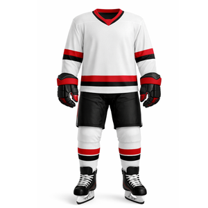 Uniforme Profesional de Hockey sobre Hielo Transpirable con Estampado en Rojo/Blanco/Negro - Kit de Entrenamiento para Equipos OEM con Colores y Logotipo Personalizados - Product Image 1
