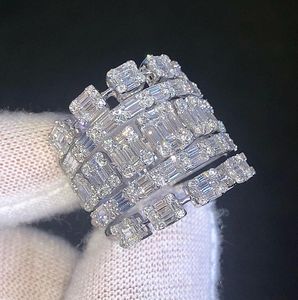 Moissanite redondo y corte Baguette VVs diamantes originales tachonado diseñador único Hip Hop 925 anillo de plata esterlina para hombres - Product Image 1