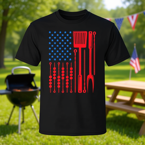 Camiseta de Manga Corta con Cuello Redondo y Estampado de Bandera Americana para Barbacoa, para Hombre, Adulto, Día del Padre, Fiesta, Reunión Familiar, Serigrafiada - Product Image 3