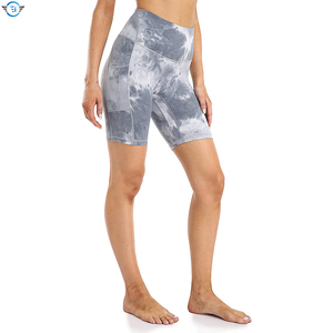 กางเกงขาสั้นเล่นโยคะสำหรับผู้หญิงกางเกงขาสั้นเล่นโยคะสีทึบวัสดุยืดได้4ทางสำหรับใส่โลโก้ได้ตามต้องการ - Product Image 4