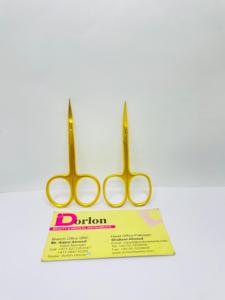 Ciseaux de manucure à lame incurvée avec logo privé, plaqué or mat, ciseaux à cuticules pour ongles en acier inoxydable au Pakistan - Product Image 3