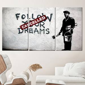 Stampa su tela: Arte graffiti di Banksy - Quadro da parete 'Cancelled Dreams', SET DI 3 TELE - Product Image 1