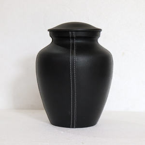 Urne funéraire moderne en cuir noir de qualité supérieure et en aluminium pour cendres humaines, fournitures commémoratives funéraires, urne pour cendres humaines - Product Image 3