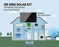10KW Off-Grid-Hybrid-Sonnensystem mit mono kristallinem MPPT-Controller mit Lifepo4-Lithium-Ionen-Batterie für den Heimgebrauch