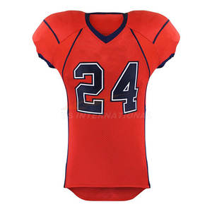 Maillots d'entraînement de football américain personnalisables Prix d'usine Polyester respirant Numéro de nom personnalisé Longueur des manches courtes - Product Image 5