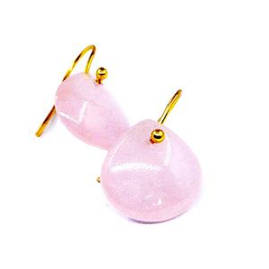 Brillante 925 plata esterlina chapado en oro rosa cuarzo piedras preciosas Moda señoras desgaste pendientes - Product Image 1