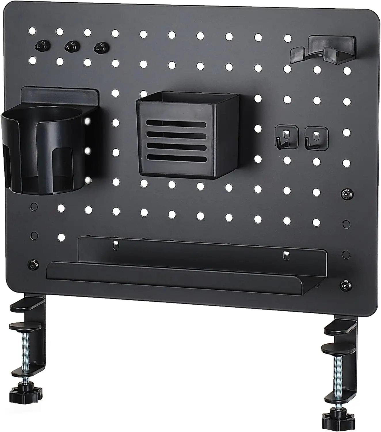 金属ペグボードゲーミングオーガナイザークランプオンデスクスタンドペグボード壁卓上収納穴あきボード