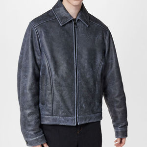 Blouson universitaire à manches en cuir véritable personnalisé 100% pour hommes écusson de broderie en chenille logo Streetwear bombardier style letterman - Product Image 3