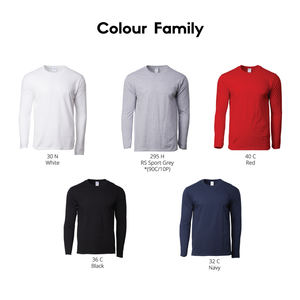 T-shirt uni à manches longues 100% coton Premium épais 180gsm col rond longueur régulière style décontracté unisexe - Product Image 5