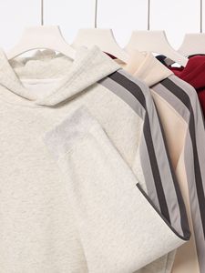 Mejor venta de ropa fabricante al por mayor de encargo 380 Gsm sudaderas con capucha mezcla de algodón a rayas Unisex sudaderas con capucha de gran tamaño - Product Image 5