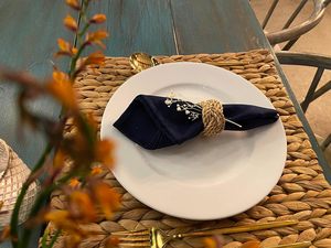 Ensemble de 12 pièces de ronds de serviette de ferme rotin tissé décor de Table de Pâques porte-serviettes de table à manger en vrac - Product Image 3