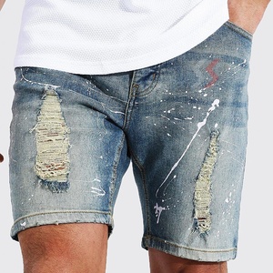 Remaches de piedra acrílica de peso pesado Alto diseñador Carpintero Pantalones cortos de mezclilla Hombres personalizados Verano Servicio OEM Bordado Sólido Medio - Product Image 6