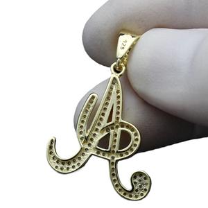 Colgante de Letra del Alfabeto, Colgante de Diamante Moissanite sin Cadena, Plata de Ley 925, Estilo Iced Out, Regalo de Cumpleaños, Colgante con Letra - Product Image 3