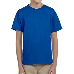 Camisetas de manga corta para hombre de algodón 100, camisetas de cuello redondo de Color azul Real para hombre