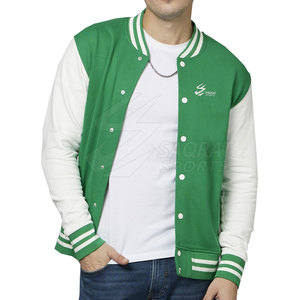 Blouson d'hiver en laine à manches longues pour homme, style universitaire, avec logo personnalisé, doublure en cuir écologique, style urbain, logo positionné sur le devant - Product Image 1