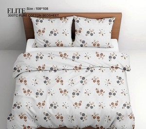 Mềm mại glace 300tc Vua Kích thước cao cấp cotton tấm ga trải giường gối đặt 108x108 inch phản ứng in phong phú nhìn 3pcs làm mát giường phẳng - Product Image 1