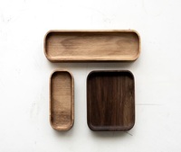 Organisateur de bureau à domicile plateau à bijoux en bois de noyer massif table de nuit EDC plateau de valet fourre-tout en bois pour clés, téléphone, portefeuille, montre