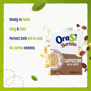 OraSi Barista Bebida de Cappuccino a Base de Plantas con Avena y Café 0.5 litros 12 unidades Vida Útil de 360 Días - Product Image 4