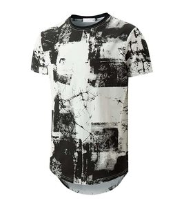 Nouveauté Vêtements décontractés de qualité supérieure Design rugueux Ourlet incurvé T-shirts en coton biologique à manches courtes avec logo imprimé en silicone pour hommes - Product Image 1