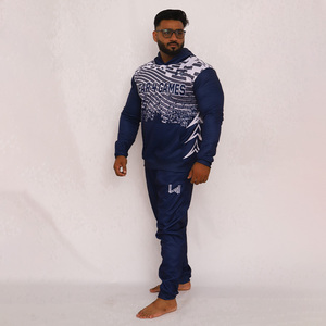 Ensemble 2 pièces personnalisé OEM survêtement respirant 100% polyester de grande taille léger coupe-vent survêtement sur piste sans couture - Product Image 5