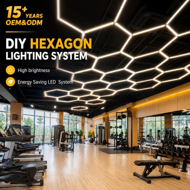 Versatile Hexagon LED Work Light for Car Detailing Shop Garage with Customizable RGB Colors and Fast Delivery Option
