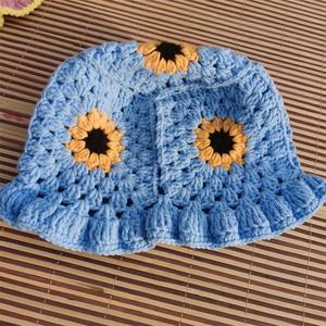 Sombrero de Pescador de Ganchillo Estilo Europeo y Americano Hecho a Mano con Flores de Girasol en Hilo de Algodón para Actividades al Aire Libre - Product Image 4