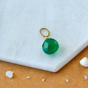 Colgante de Piedra Preciosa de Ónix Verde en Forma de Lágrima, Piedra Natural Verde Intenso, Chapado en Oro Rosa, Joyería Artesanal - Product Image 3